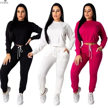 Womens Tracksuit Set Turtleneck Long Sleeve Solid Color Femme Sweatshirt Slim Pants Suit Two Piece Set Sporty Women Tracksuit
Womens Tracksuit Set Turtleneck Long Sleeve Solid Color Femme Sweatshirt Slim Pants Suit Two Piece Set Sporty Women Tracksuit