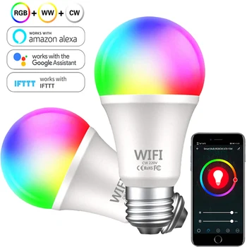 WiFi Smart Bulb 15W E27 B22 LED Lighting Lamp Dimmable RGB+CW+WW Color Changing Magic Bulb works with Alexa and Google Home APP
WiFi Smart Bulb 15W E27 B22 LED Lighting Lamp Dimmable RGB+CW+WW Color Changing Magic Bulb works with Alexa and Google Home APP