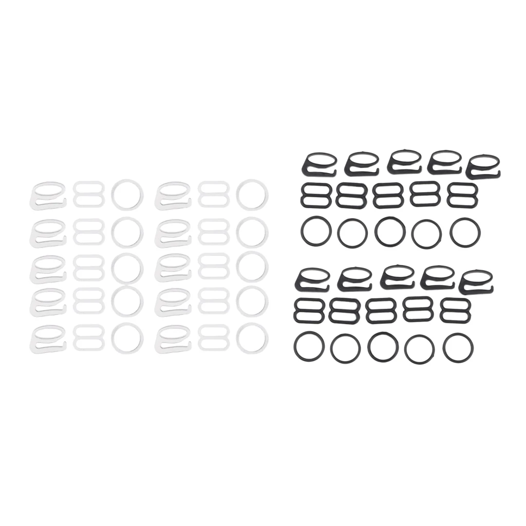 10 Sets Nylon Bra Strap Adjuster Slider/Hooks/O Ring Lingerie DIY Sewing Crafts