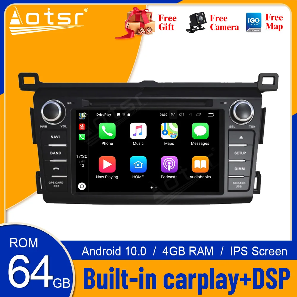 Автомобильный радиоприемник на Android 10,0 для Toyota RAV4 2014, 2015, 2016, 2017, 2018, мультимедиа, 9 дюймов, IPS экран, навигация, DSP, 4 Гб + 64 ГБ, carplay, стерео 
Автомобильный радиоприемник на Android 10,0 для Toyota RAV4 2014, 2015, 2016, 2017, 2018, мультимедиа, 9 дюймов, IPS экран, навигация, DSP, 4 Гб + 64 ГБ, carplay, стерео