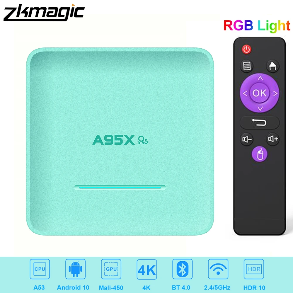 A95X R5 Smart TV Box Android 10 0 4 Гб 32 Rockchip RK3318 4K 2 4G & 5G Wifi 1080P HD YouTube Google набор магазина Top