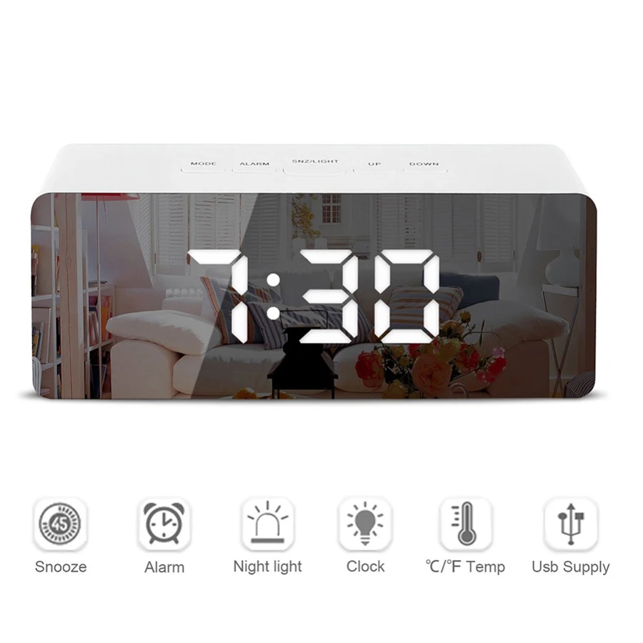 Digital Alarm Clock LED Mirror Snooze Large LCD Screen Table Clock with Temperature Multifunction Desktop Electronic Clocks
Digital Alarm Clock LED Mirror Snooze Large LCD Screen Table Clock with Temperature Multifunction Desktop Electronic Clocks