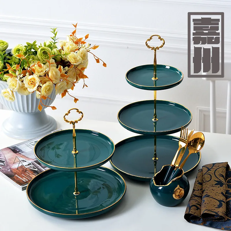 Nordic Malachite Green Two-tier Plate Three-tier Plate Ceramic Fruit Plate Living Room Plate Western Restaurant Pastry Plate
Nordic Malachite Green Two-tier Plate Three-tier Plate Ceramic Fruit Plate Living Room Plate Western Restaurant Pastry Plate