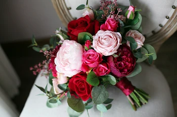 HIMSTORY Romantic Red Wedding Bride Bouquet Silk Roses Bridal Holding Bouquets Burgundy Pink Artificial Flowers Bouquet Mariage
HIMSTORY Romantic Red Wedding Bride Bouquet Silk Roses Bridal Holding Bouquets Burgundy Pink Artificial Flowers Bouquet Mariage