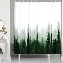 Green Forest Shower Curtain, Nature Woodland Scenery Watercolor Pine Trees Grey and Green Tree Farmhouse Shower Curtain
Green Forest Shower Curtain, Nature Woodland Scenery Watercolor Pine Trees Grey and Green Tree Farmhouse Shower Curtain