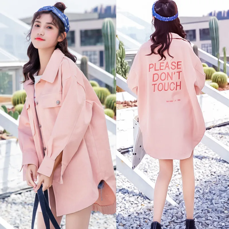 Spring Autumn Denim Trench coat Female Korea Style Loose Large Pocket Alphabet printing lapel Solid Harajuku Mid-length clothes
Spring Autumn Denim Trench coat Female Korea Style Loose Large Pocket Alphabet printing lapel Solid Harajuku Mid-length clothes