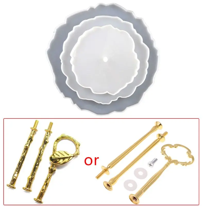 3 Tier Cake Fruit Food Plate Stand Resin Casting Mold Irregular Disc Big Tray Art Crafts | Украшения и аксессуары