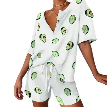 Women 2Pcs Pajamas Short Sleeve V-Neck Tops Drawstring Pants Avocado Loungewear 875B
Women 2Pcs Pajamas Short Sleeve V-Neck Tops Drawstring Pants Avocado Loungewear 875B