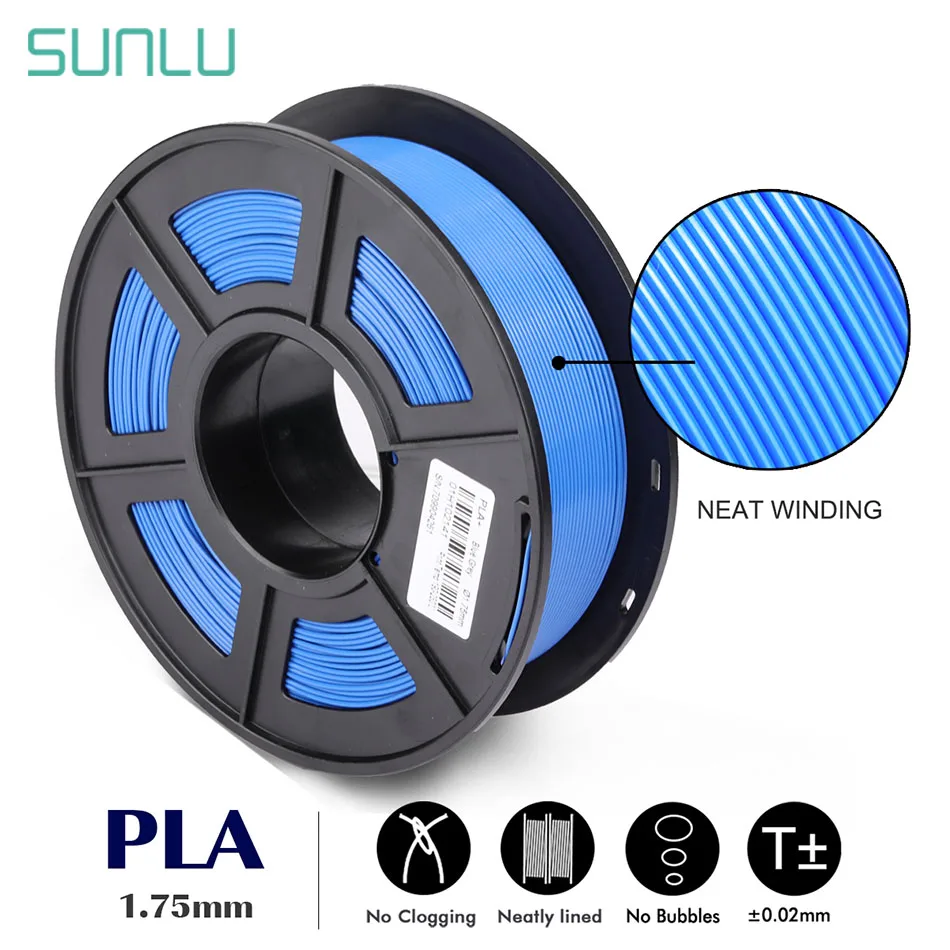 

SUNLU PLA Filament Tangle Free For 3D Printer 1.75MM Orderly Winding Material 1KG With Spool Accuracy Dimensional +/-0.02MM