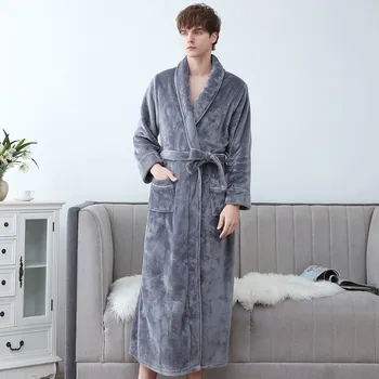 Oversize 3XL Sleepwear Men Flannel Robe Winter New Kimono Gown Couple Coral Fleece Bathrobe Gown Warm Loose Home Wear 
Oversize 3XL Sleepwear Men Flannel Robe Winter New Kimono Gown Couple Coral Fleece Bathrobe Gown Warm Loose Home Wear