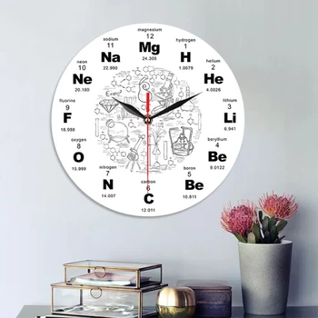 Promotion! Periodic Table of Elements Wall Art Chemical Symbols Wall Clock Educational ElementaL Display Classroom Clock Teacher