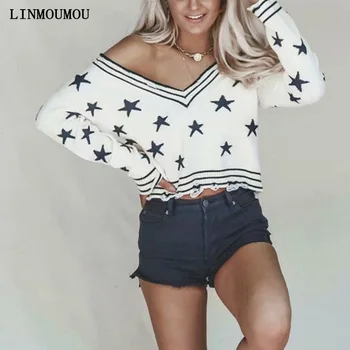 New fashion women's sweater star print v-neck pullover hole loose casual short sweater
New fashion women's sweater star print v-neck pullover hole loose casual short sweater