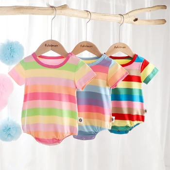 Newborn Baby Clothes 2020 Baby Girl Romper Jumpsuit Rainbow Striped Short Sleeve Rompers Summer One Pieces Cotton Sunsuit
Newborn Baby Clothes 2020 Baby Girl Romper Jumpsuit Rainbow Striped Short Sleeve Rompers Summer One Pieces Cotton Sunsuit