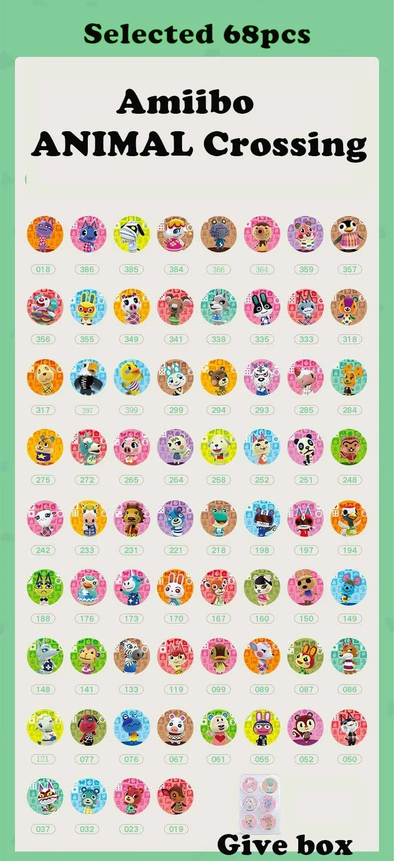 68pcs/Lot Selected Animal Crossinig Amiibo Card Collection Selected Hot Villagers Amiibo Card Work for NS 3DS Switch 100% Tested
68pcs/Lot Selected Animal Crossinig Amiibo Card Collection Selected Hot Villagers Amiibo Card Work for NS 3DS Switch 100% Tested
