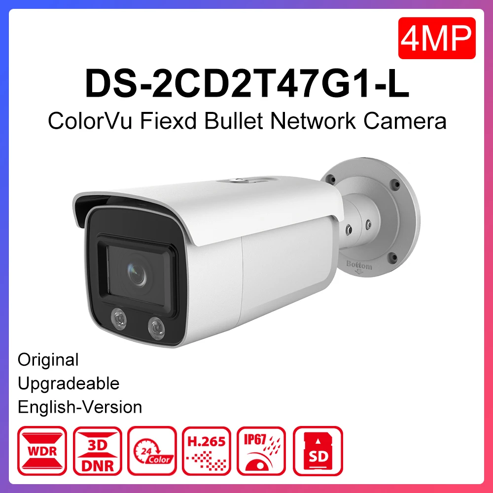 Original hikvision ColorVu Fixed Bullet ip Camera DS-2CD2T47G1-L 4MP Support PoE Hik-Connect app CCTV Camera SD Card Slot
Original hikvision ColorVu Fixed Bullet ip Camera DS-2CD2T47G1-L 4MP Support PoE Hik-Connect app CCTV Camera SD Card Slot