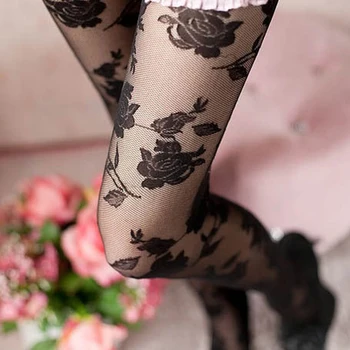 Women Fashion Rose Pattern Tight Lace Pantyhose Spring Autumn Seamless Sexy See-through Stockings носки женские Hot 
Women Fashion Rose Pattern Tight Lace Pantyhose Spring Autumn Seamless Sexy See-through Stockings носки женские Hot