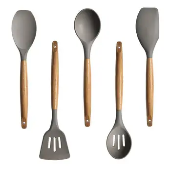 5Pcs/set Silicone Kitchenware Wooden Handle Non-stick Cooking Salad Spoon Leakage Scraper Shovel
5Pcs/set Silicone Kitchenware Wooden Handle Non-stick Cooking Salad Spoon Leakage Scraper Shovel