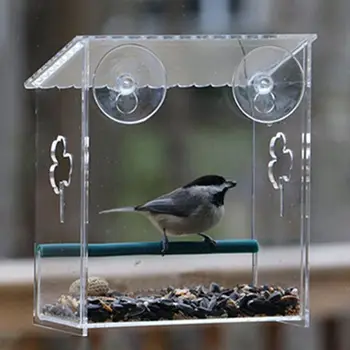 Hanging Removable Square Bird Feeder Clear Glass Window Seed Tray Easy to Refill 
Hanging Removable Square Bird Feeder Clear Glass Window Seed Tray Easy to Refill