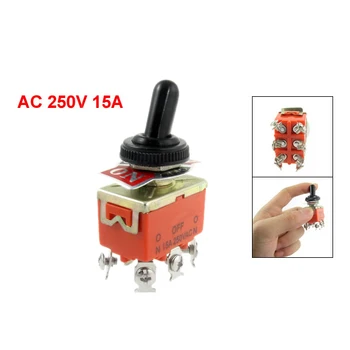 15A/250VAC on/off/on 3 Position DPDT Toggle Switch with Waterproof Boot