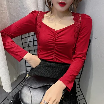 Spring 2020 Vintage Square T-shirt Women Lace Embroidery Ruched On Chest Cotton Tops Tee Long Sleeve Black White футболкаT02313B
Spring 2020 Vintage Square T-shirt Women Lace Embroidery Ruched On Chest Cotton Tops Tee Long Sleeve Black White футболкаT02313B