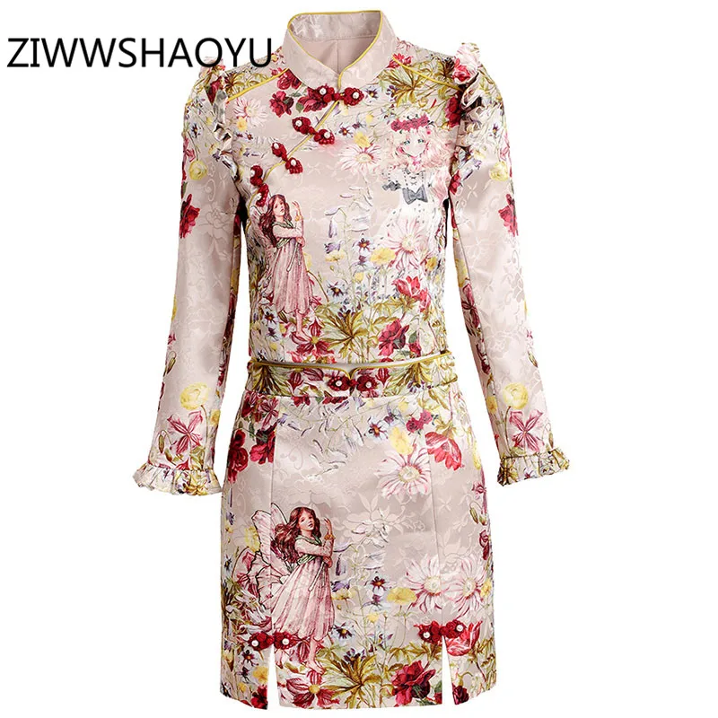 ZIWWSHAOYU Fashion Women Autumn Runway Skirt Suit Vintage Flower Print Ruffles Blouse + Mini Skirt Elegant Two Piece Set
ZIWWSHAOYU Fashion Women Autumn Runway Skirt Suit Vintage Flower Print Ruffles Blouse + Mini Skirt Elegant Two Piece Set