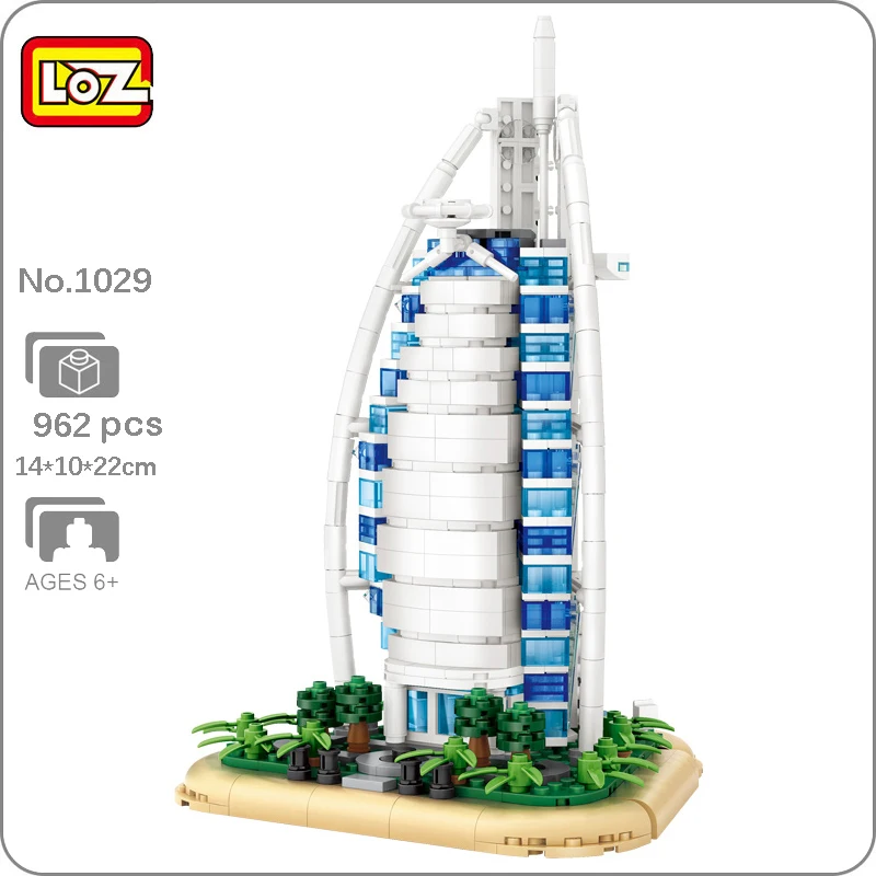 LOZ 1029 World Architecture Burj Al Arab Hotel Tree Plant 3D Model DIY Mini Blocks Bricks Building Toy for Children Gift no Box | Игрушки и