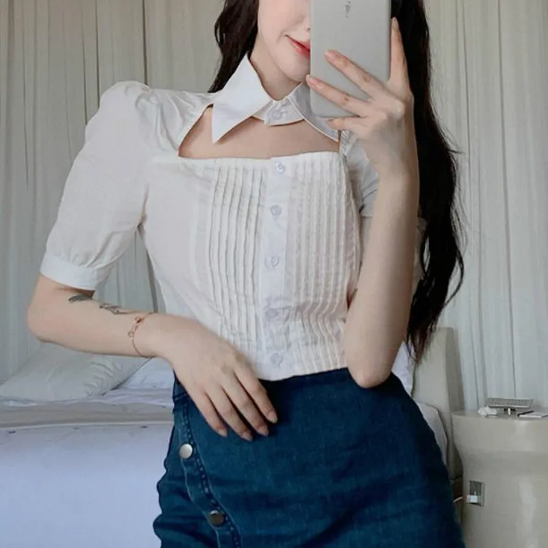 2020 Summer New Korean Style All Over Solid Color Women Blouse Top Square Collar Short Sleeve Puff Sleeve Popular Blouse Female
2020 Summer New Korean Style All Over Solid Color Women Blouse Top Square Collar Short Sleeve Puff Sleeve Popular Blouse Female