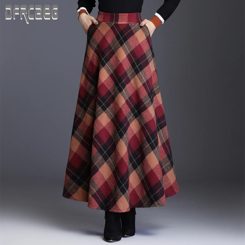 New Autumn Elegant Plaid Women's Elastic Waist Long Woolen Skirt With Lining 2019 Winter Pockets Female Skirt Casual Wool Skirt
New Autumn Elegant Plaid Women's Elastic Waist Long Woolen Skirt With Lining 2019 Winter Pockets Female Skirt Casual Wool Skirt