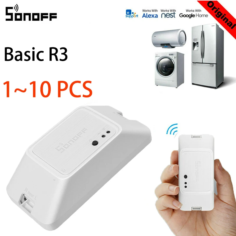 1~10PC Sonoff Basic R3 Smart ON/OFF WiFi Switch Light Timer Support APP/LAN/Voice Remote Control DIY Mode with Alexa Google Home
1~10PC Sonoff Basic R3 Smart ON/OFF WiFi Switch Light Timer Support APP/LAN/Voice Remote Control DIY Mode with Alexa Google Home
