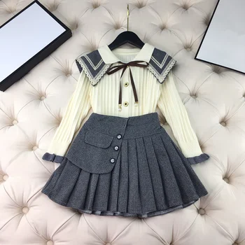 European and American children's wear 2020 winter new style Long-sleeved knit woolen sweater pleated skirts fashion girls suit
European and American children's wear 2020 winter new style Long-sleeved knit woolen sweater pleated skirts fashion girls suit