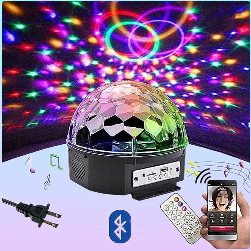 9 color LED Bluetooth Speaker Disco Ball with Mp3 Player Prom Party 18W DJ Stage Light Laser Projection Lamp Mini entertainment
9 color LED Bluetooth Speaker Disco Ball with Mp3 Player Prom Party 18W DJ Stage Light Laser Projection Lamp Mini entertainment