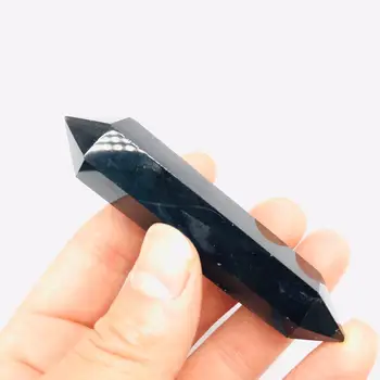 1pc natural black obsidian quartz double terminated crystal point stone wand for healing 
1pc natural black obsidian quartz double terminated crystal point stone wand for healing