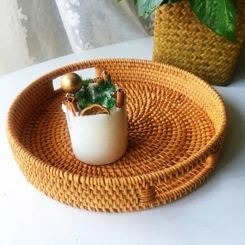 Rattan Bread Basket Round Hand-Woven Tea Tray With For Serving Dinner Parties Coffee Fruit Food Breakfast Display 
Rattan Bread Basket Round Hand-Woven Tea Tray With For Serving Dinner Parties Coffee Fruit Food Breakfast Display