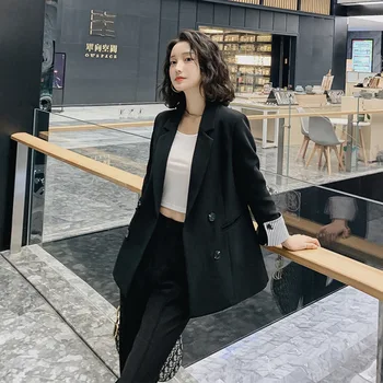 Lady Business Double Breasted Jackets Coat Spring 2020 New Temperament Slim Long Sleeve Solid Color Notched Collar Suit Coat
Lady Business Double Breasted Jackets Coat Spring 2020 New Temperament Slim Long Sleeve Solid Color Notched Collar Suit Coat