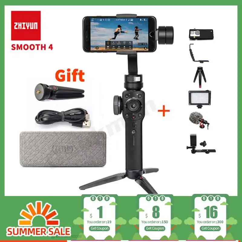 Zhiyun Smooth 4 Карманный 3 осевой бесщеточный шарнирный стабилизатор для камеры iPhone