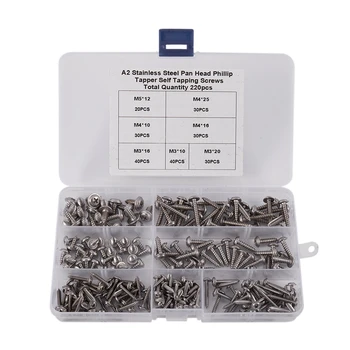 220Pcs M3 M4 M5 Mini 304 Stainless Steel Cross Phillips Pan Round Head Self Tapping Wood Screw
220Pcs M3 M4 M5 Mini 304 Stainless Steel Cross Phillips Pan Round Head Self Tapping Wood Screw