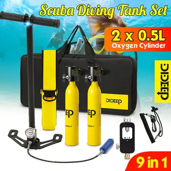 DIDEEP 9 IN 1 Diving System 0.5L Mini Scuba Air Tanks Scuba Oxygen Cylinder Reserve Air Tank Pump Snorkeling Diving Equipment
DIDEEP 9 IN 1 Diving System 0.5L Mini Scuba Air Tanks Scuba Oxygen Cylinder Reserve Air Tank Pump Snorkeling Diving Equipment