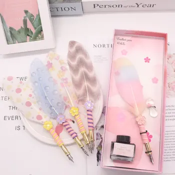 Pink Feather Pen Set Simple Metal Feather Dip Pen Gift Girl Heart Feather Pen Gift Box Novelty Stationery
Pink Feather Pen Set Simple Metal Feather Dip Pen Gift Girl Heart Feather Pen Gift Box Novelty Stationery