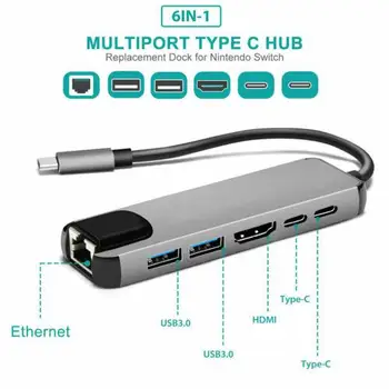 Studyset 6-in-1 USB-C Hub Multi-port Adapter USB Type C Hub Adapter Dock with 4K HDMI RJ45 Ethernet Lan USB Charge
Studyset 6-in-1 USB-C Hub Multi-port Adapter USB Type C Hub Adapter Dock with 4K HDMI RJ45 Ethernet Lan USB Charge