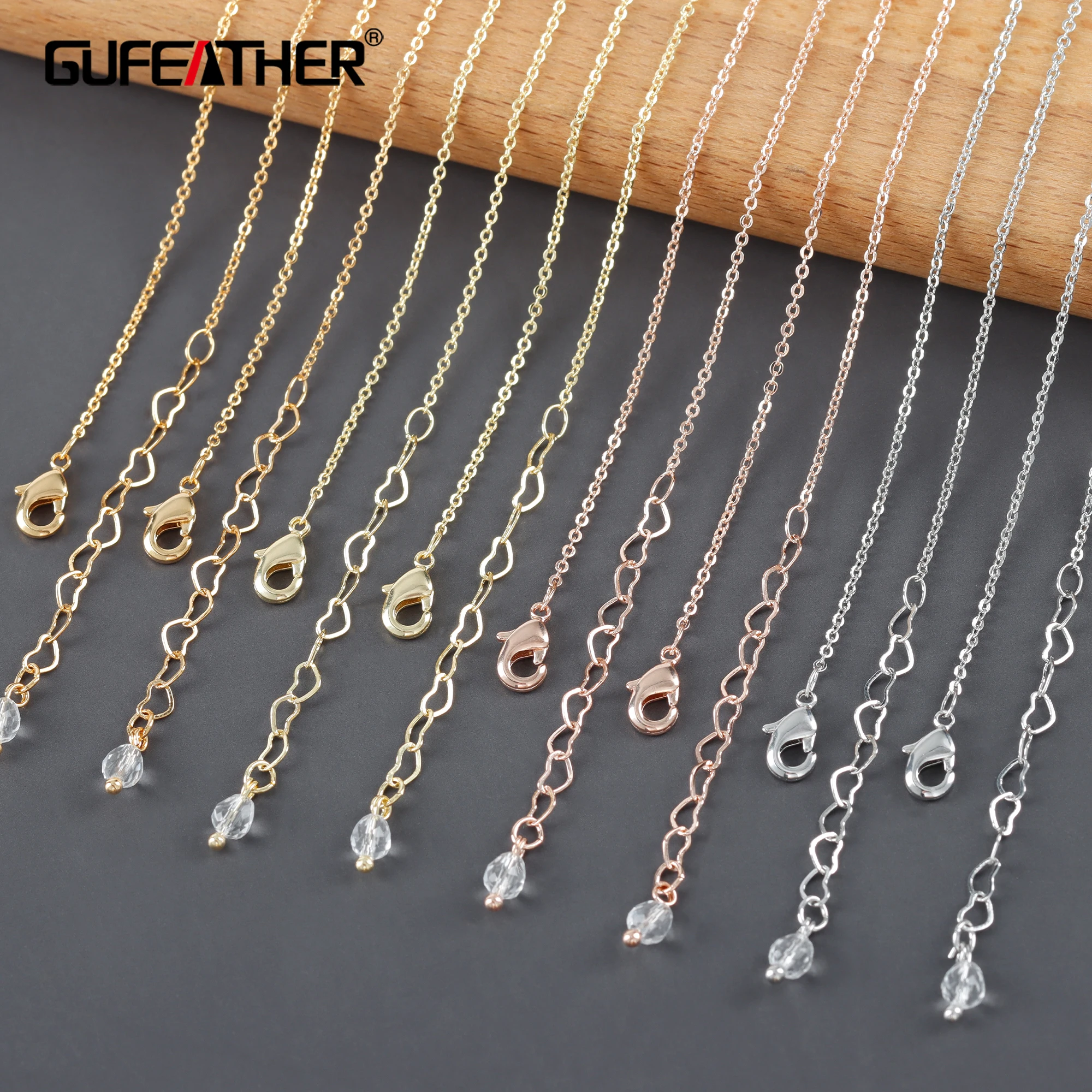

GUFEATHER M1094,diy chain with lobster clasps,necklace for women,18k gold plated,copper,fashion chain,necklace jewelry,6pcs/lot