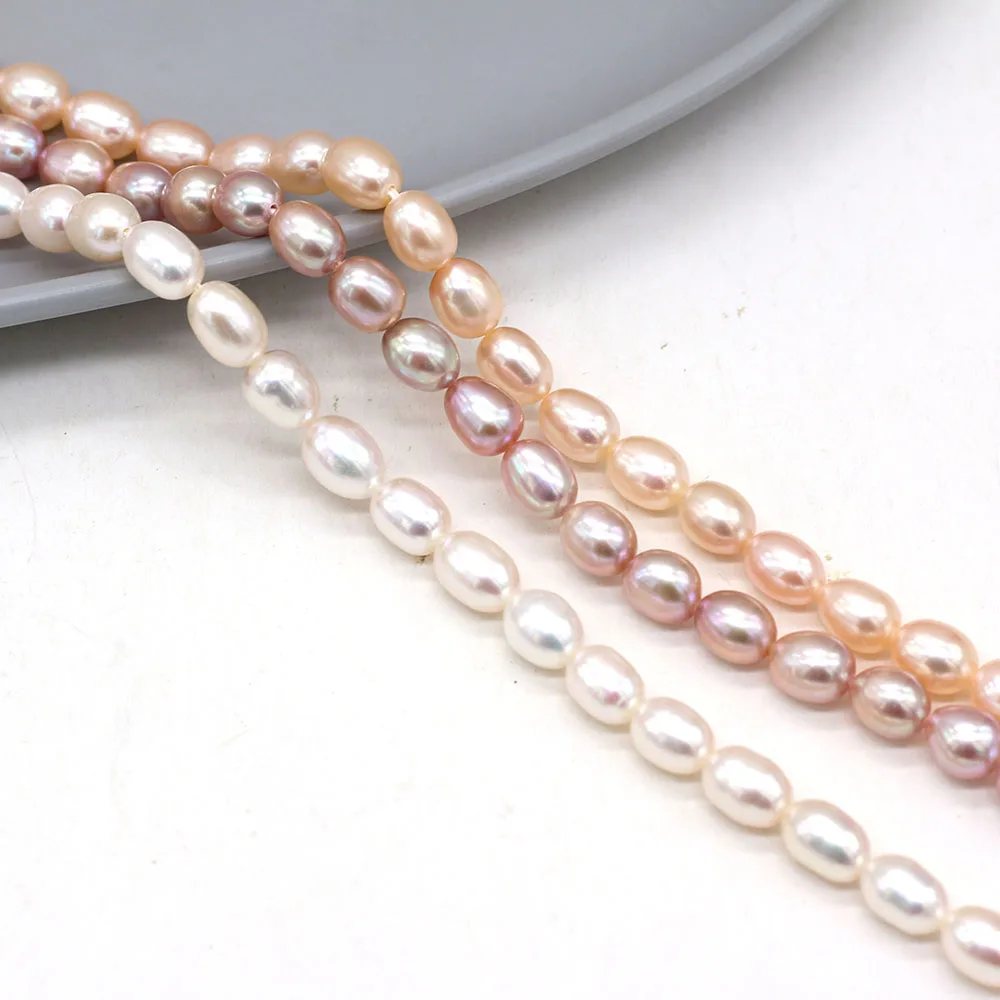 

Natural Freshwater Pearl Rice Beads Spacer Loose Pearls Bead For Jewelry Making DIY Charm Bracelet Necklace Accessories 6-7mm