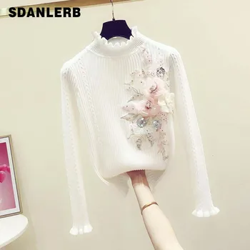 Three-dimensional Flower Turtle-Neck Long Sleeve Sweater 2020 Spring Women's Slim-Fit Knit Top Girls Students Jumper Sweaters
Three-dimensional Flower Turtle-Neck Long Sleeve Sweater 2020 Spring Women's Slim-Fit Knit Top Girls Students Jumper Sweaters