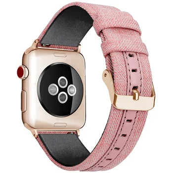 Women's Fashion Canvas Watch Band for Apple Watch 5 Series Pink Canvas Leather Ladies Watch Strap for iwatch 38mm 40mm 42mm 44mm
Women's Fashion Canvas Watch Band for Apple Watch 5 Series Pink Canvas Leather Ladies Watch Strap for iwatch 38mm 40mm 42mm 44mm