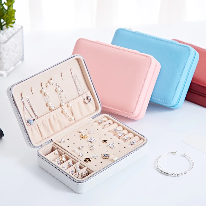 Фото Korean Style Jewelry Box Organizer Display Storage Leather Large Big Mirror Multi-function Necklace Earring Ring for | Украшения и