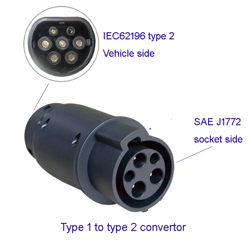 SAE J1772 EV Convertor Connector Type 1 to Type 2 EV Charger Electric Vehicle Adapter Plug
SAE J1772 EV Convertor Connector Type 1 to Type 2 EV Charger Electric Vehicle Adapter Plug