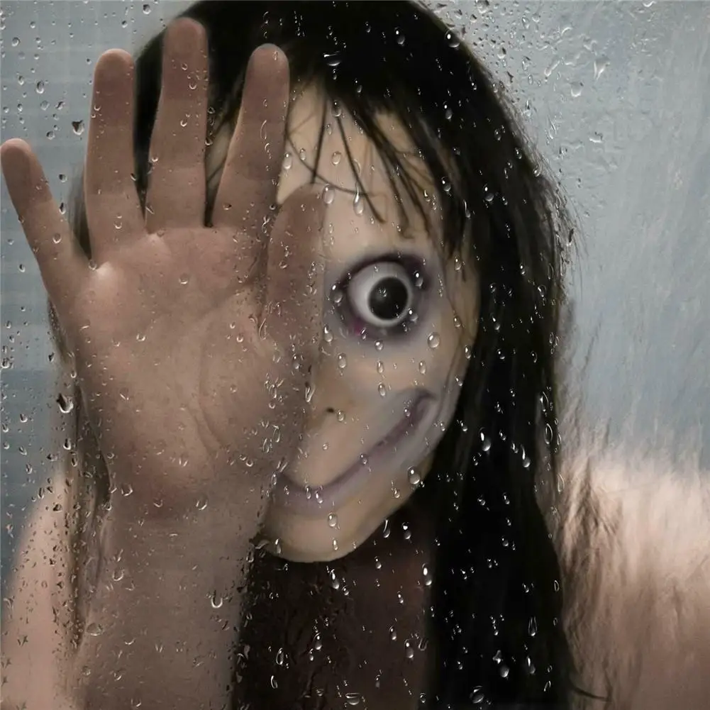 Hot Selling Death Game MOMO Mask No Bang Style SCARY Mask Tern Halloween Female Ghost Wig Masks Festival Party Playing Supplies
Hot Selling Death Game MOMO Mask No Bang Style SCARY Mask Tern Halloween Female Ghost Wig Masks Festival Party Playing Supplies