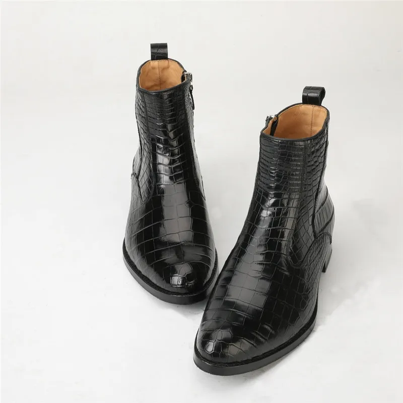 Authentic Real True Alligator Leather Men's Black ZIP Chelsea Boots Genuine Crocodile Skin Pointed Toe Male Short Ankle Boots
Authentic Real True Alligator Leather Men's Black ZIP Chelsea Boots Genuine Crocodile Skin Pointed Toe Male Short Ankle Boots