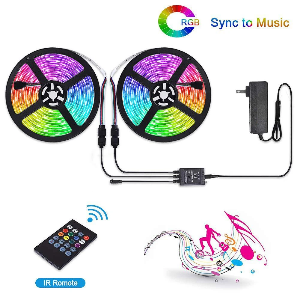 DCOO RGB Light Strips 32.8FT 5M/10M 20Key Music Sync Color Changing Rope Light SMD 3528 LED IR Remote Controller Flexible Strip
DCOO RGB Light Strips 32.8FT 5M/10M 20Key Music Sync Color Changing Rope Light SMD 3528 LED IR Remote Controller Flexible Strip