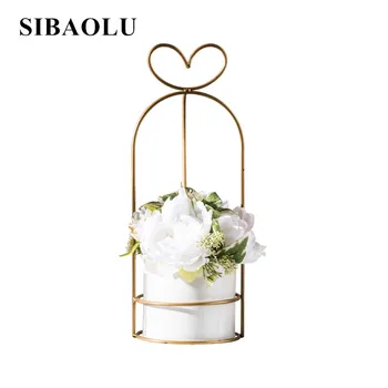 Gold Flower Basket Set Simulation Flower Set Restaurant Living Room Simple Decoration Flower Vase Case Simple Ironwork Geometric 
Gold Flower Basket Set Simulation Flower Set Restaurant Living Room Simple Decoration Flower Vase Case Simple Ironwork Geometric