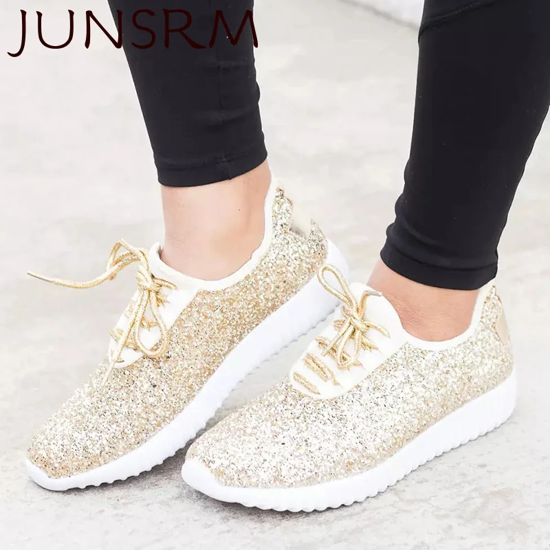 

Factory Direct Women Flats Bling Sliver Glod Women Sneakers 2019 New Basket Chaussures Femme Plus Size Flat Women Casual Shoes